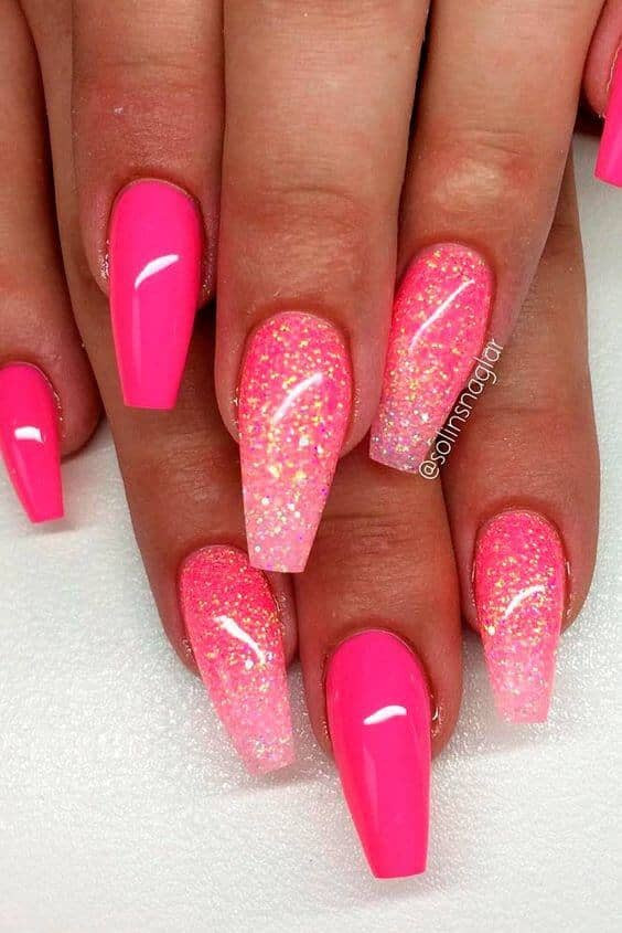 Hot Pink Glitter Nails
 50 Fabulous Ways to Wear Glitter Nails Like a Boss