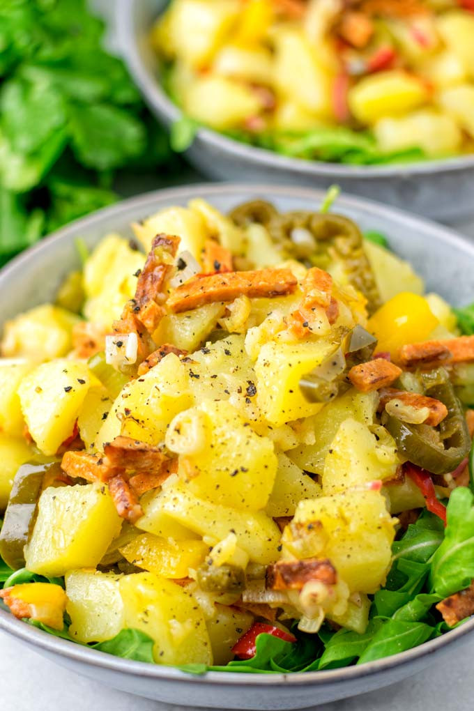 Hot Potato Salad
 Hot Potato Salad [vegan no mayo] Contentedness Cooking