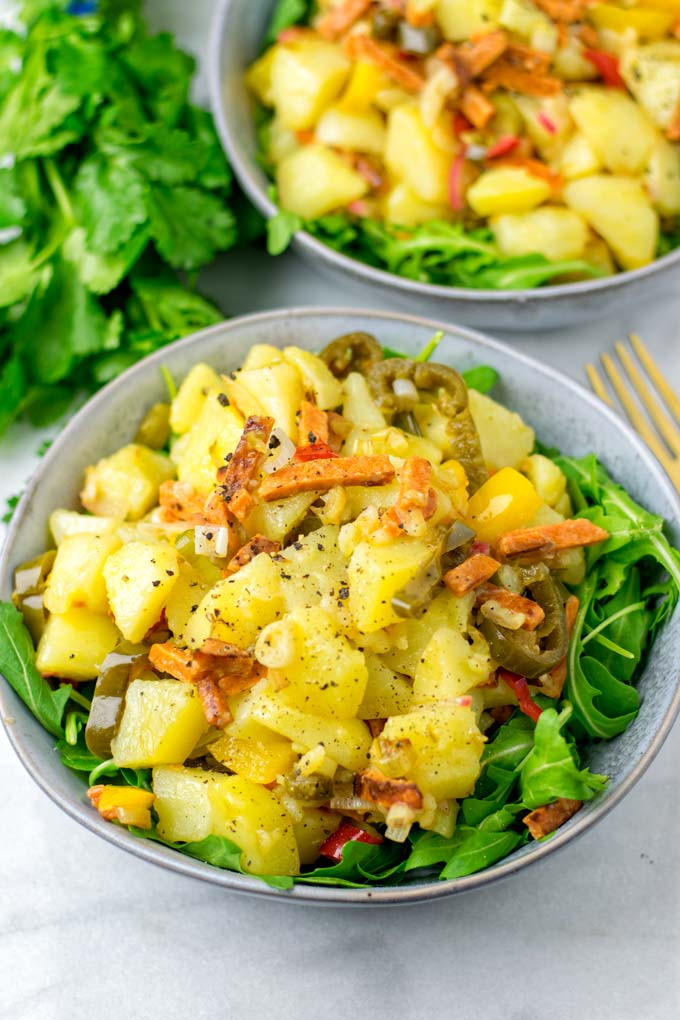 Hot Potato Salad
 Hot Potato Salad [vegan no mayo] Contentedness Cooking