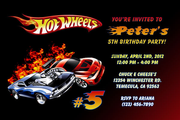 Hot Wheels Birthday Invitations
 Hot Wheels Invitations Birthday Party Invites