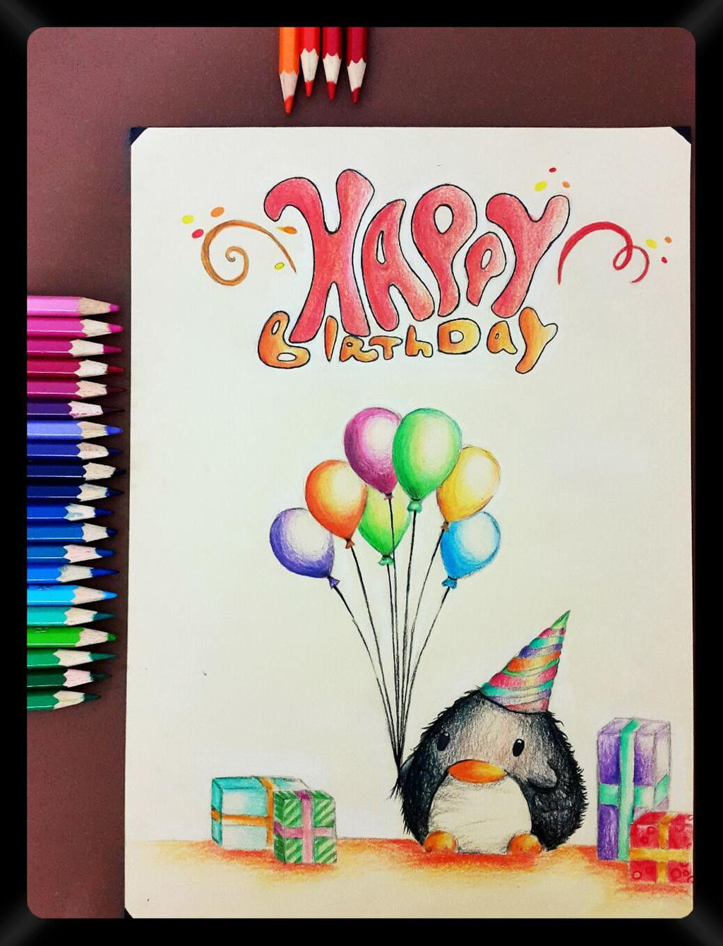 How To Draw A Birthday Card
 Pencil Drawing 33 A birthday card to my friends by