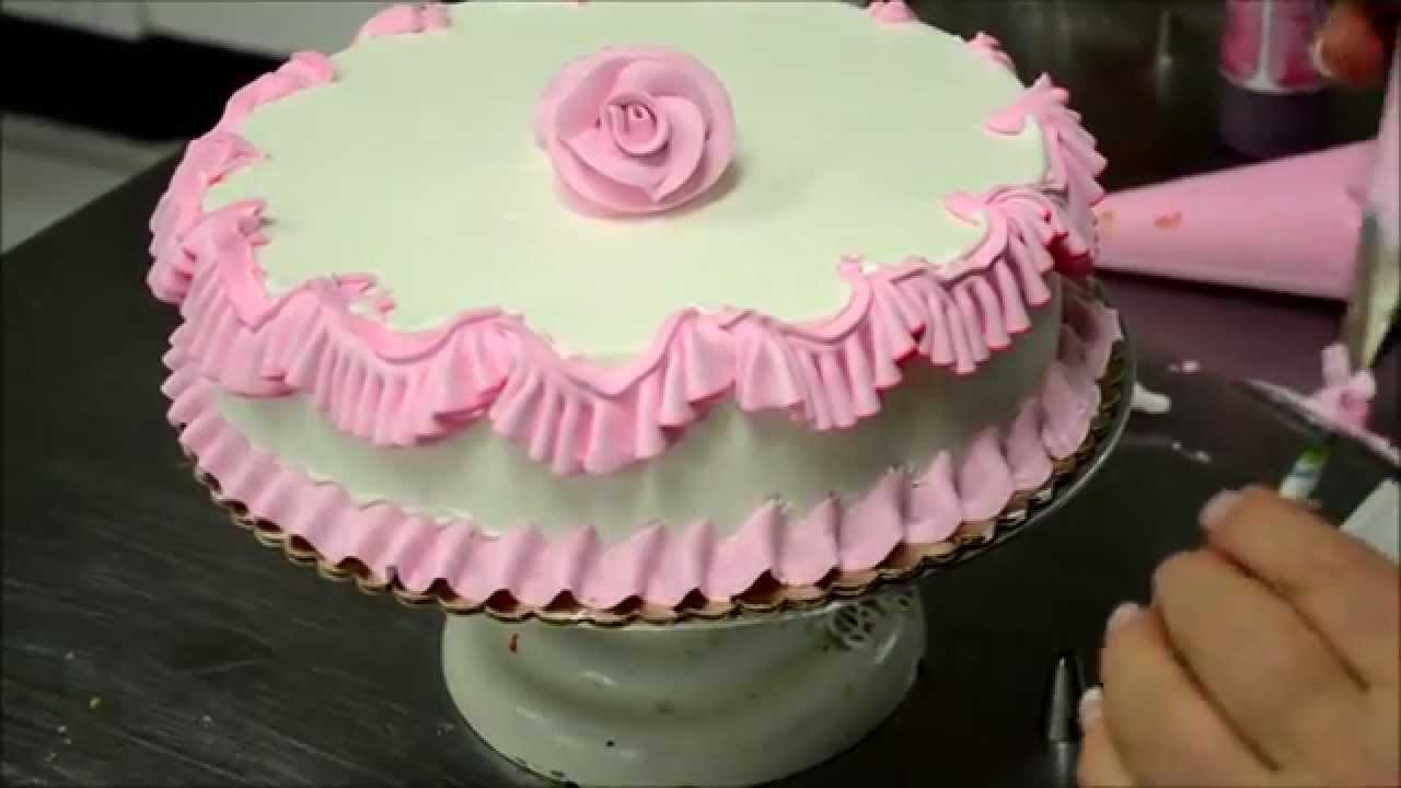 How To Make A Birthday Cake
 Chef Making a Pink Birthday Cake in Bakery