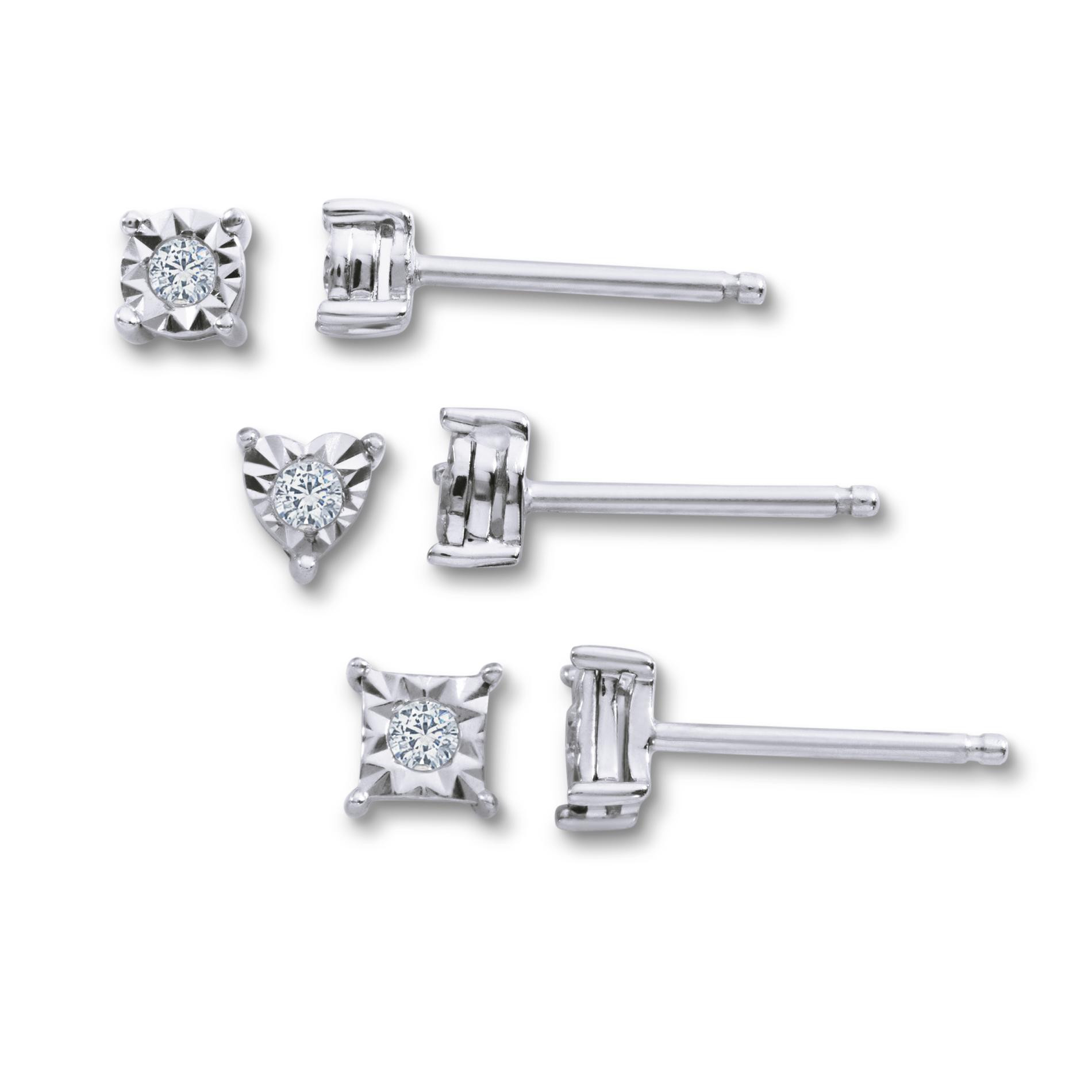 I Like The Way Your Sparkling Earrings Lay
 1 4 Cttw Diamond Sterling Silver Stud Earrings 3 Pairs