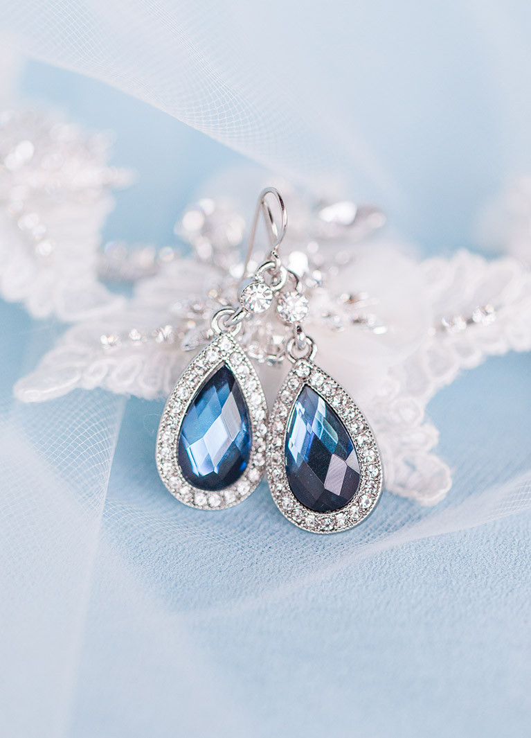 I Like The Way Your Sparkling Earrings Lay
 Something Blue Ideas for the Bride
