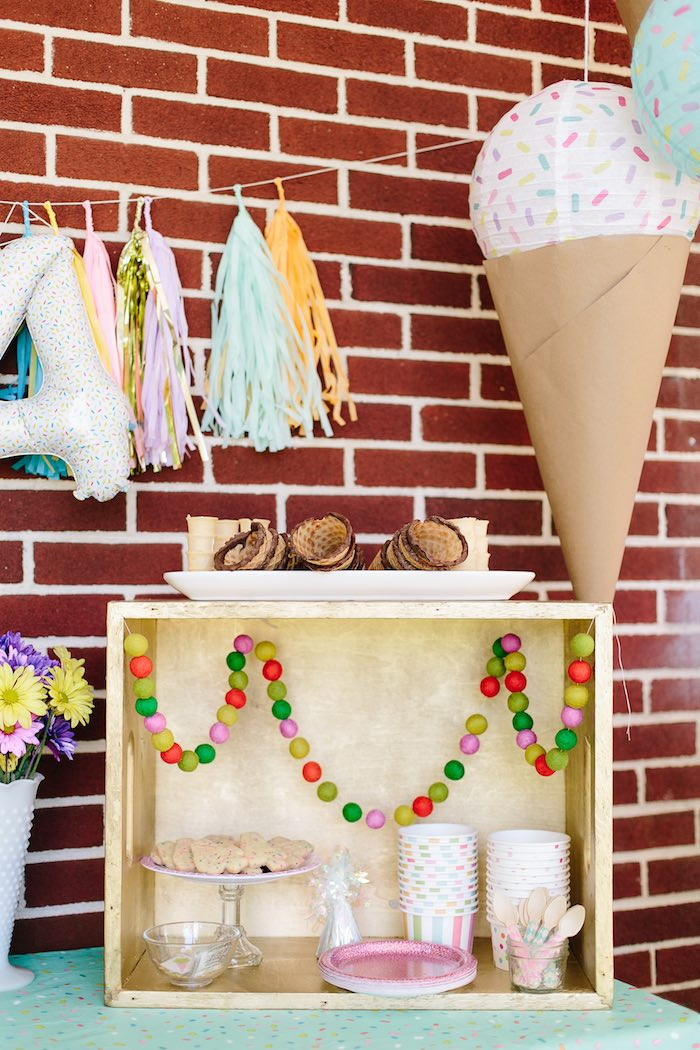 Ice Cream Bar Ideas For Birthday Party
 Kara s Party Ideas Confetti Inspired Ice Cream Birthday