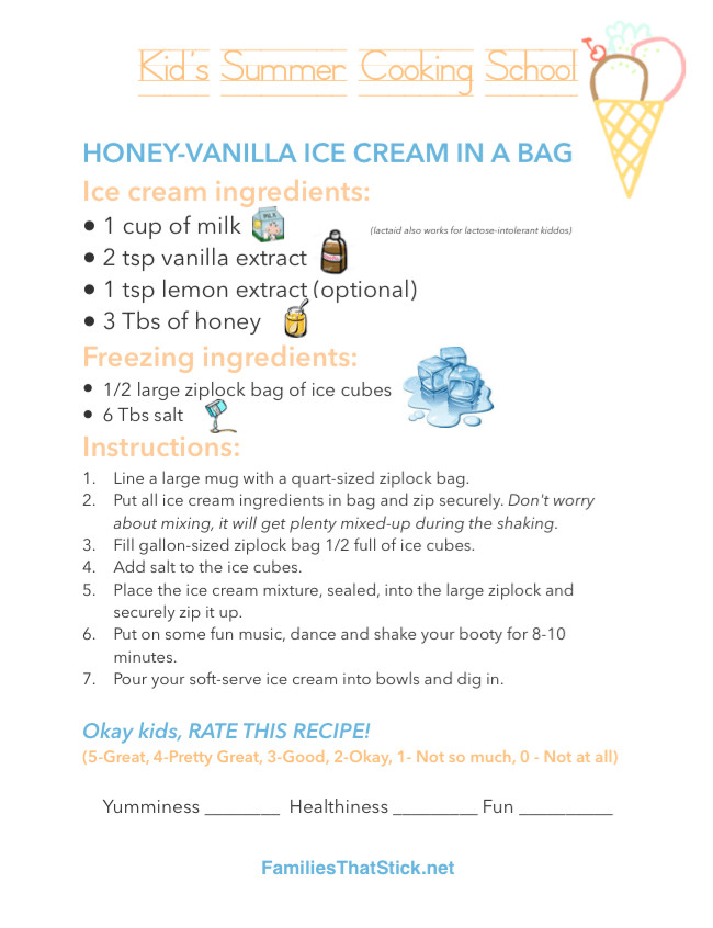 Ice Cream Recipes For Kids
 Kids Summer Cooking School Ice Cream in a Bag
