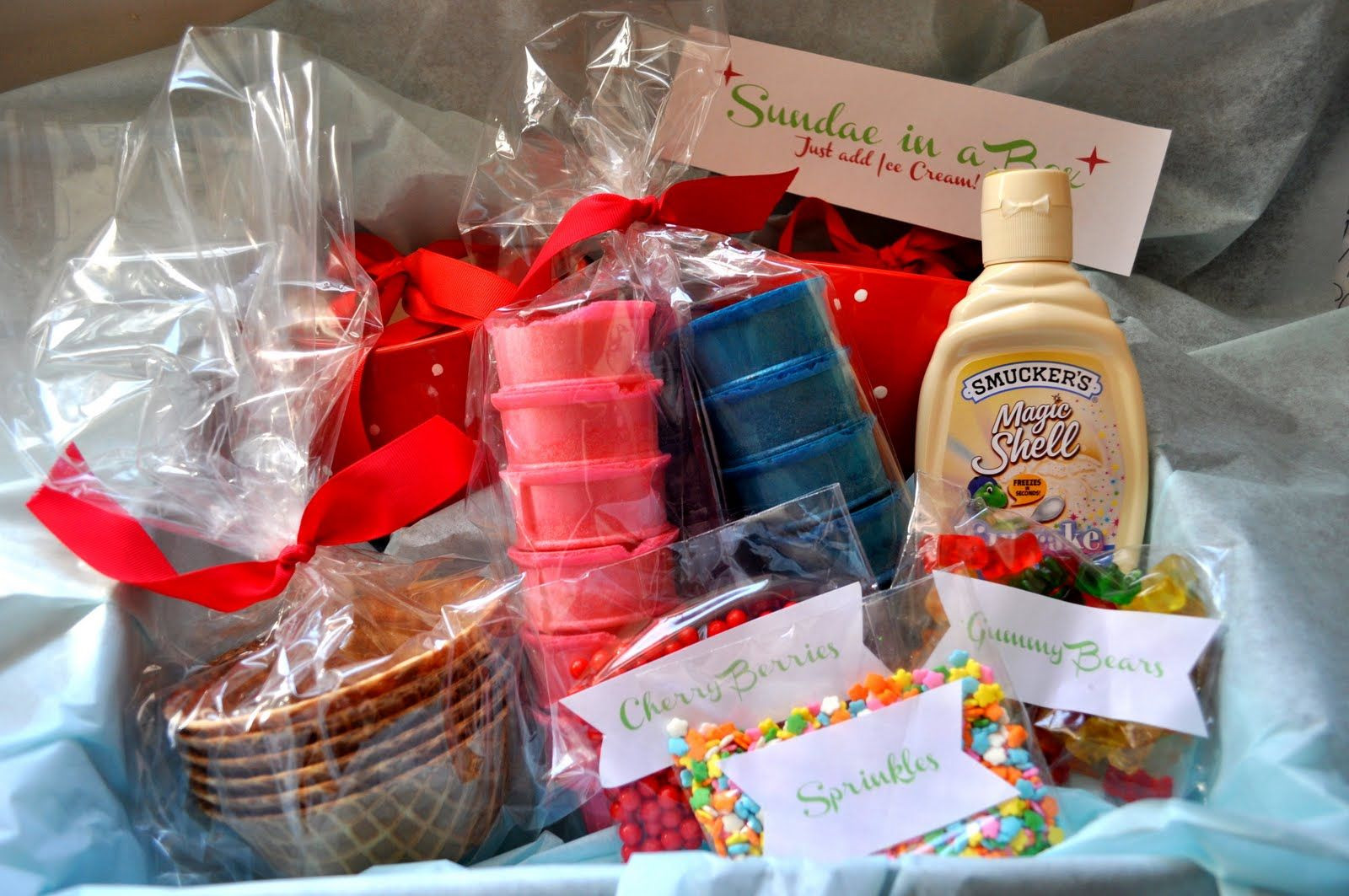 Ice Cream Sundae Gift Basket Ideas
 Ice cream sundae t basket to put on each table with