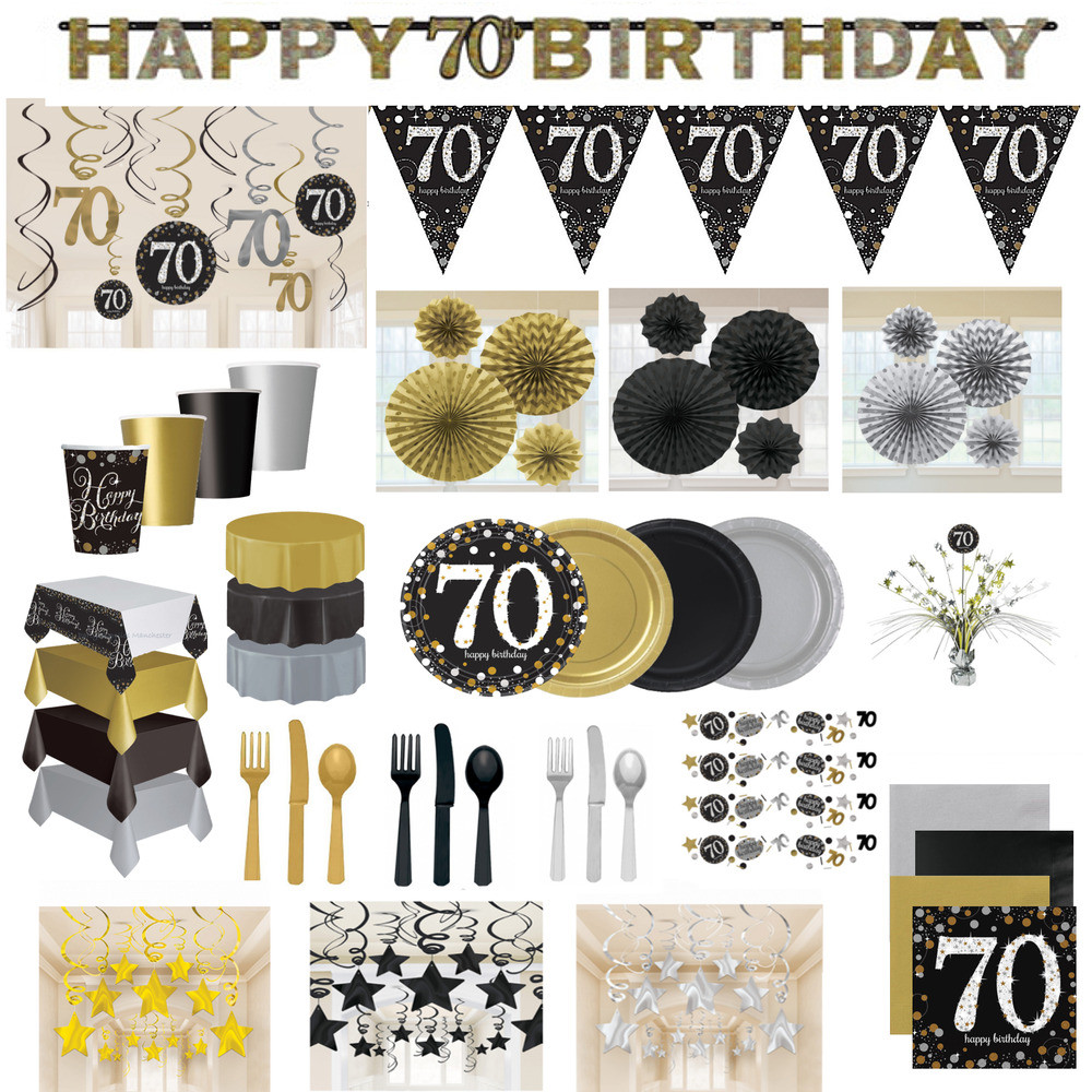 Ideas For 70Th Birthday Party
 70th Birthday Party Decorations Black Gold Tableware