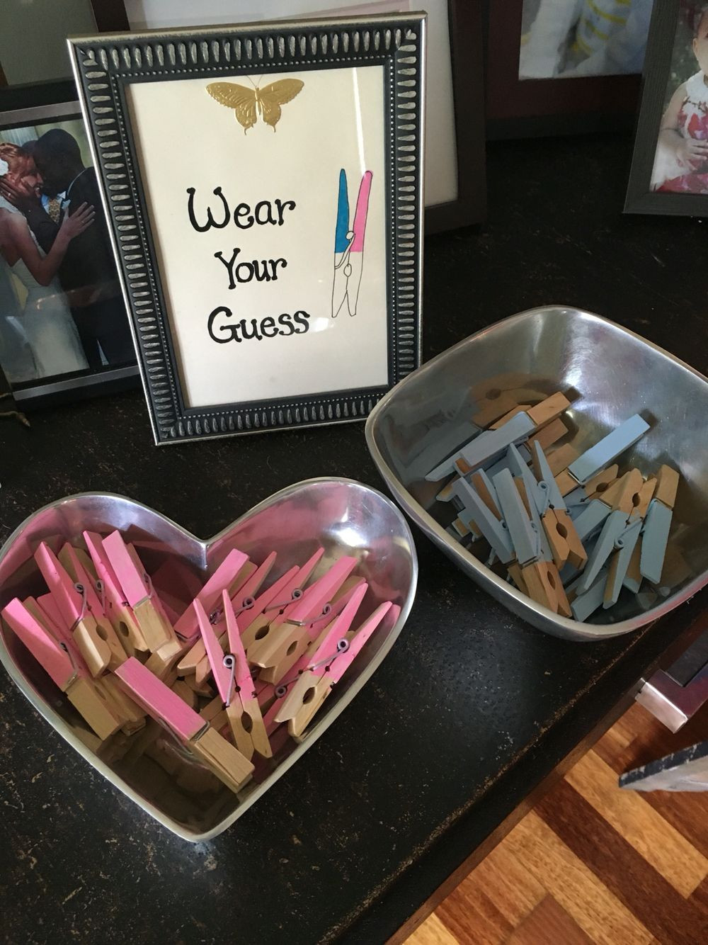 Ideas For A Gender Reveal Party Games
 Gender reveal party idea Frame Dollar Tree $1 Clothes