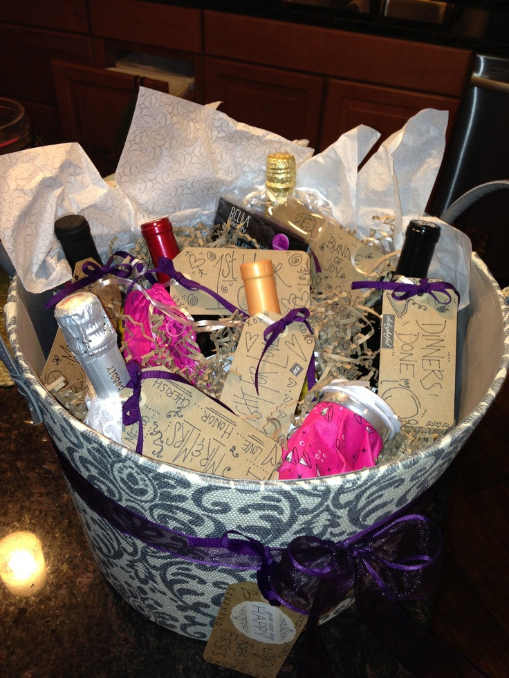 Ideas For Bachelorette Party Gifts For Bride
 Bachelorette Party Gift Basket of "Firsts"