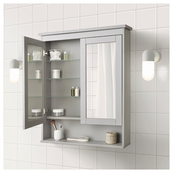 Ikea Bathroom Mirror Cabinet
 HEMNES Mirror cabinet with 2 doors gray IKEA