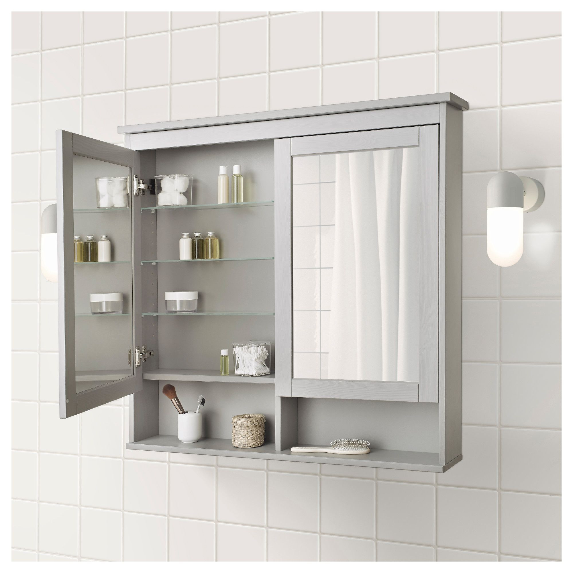 Ikea Bathroom Mirror Cabinet
 HEMNES Mirror cabinet with 2 doors gray 40 1 2x6 1 4x38
