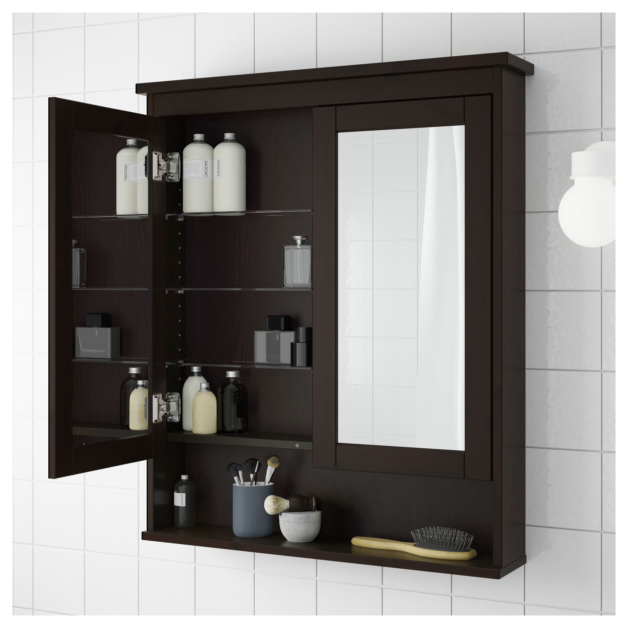 Ikea Bathroom Mirror Cabinet
 HEMNES mirror cabinet black brown stain 83x16x98 cm