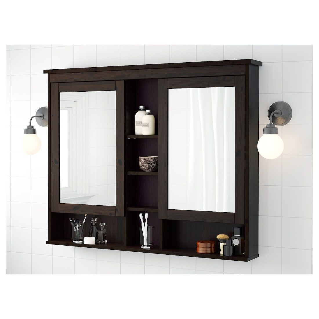 Ikea Bathroom Mirror Cabinet
 IKEA HEMNES Black Brown Stain Mirror cabinet with 2 doors