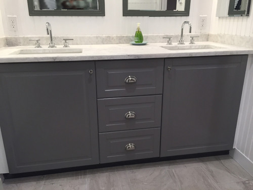 Ikea Kitchen Cabinets In Bathroom
 New bath w ikea Sektion cabinets image heavy