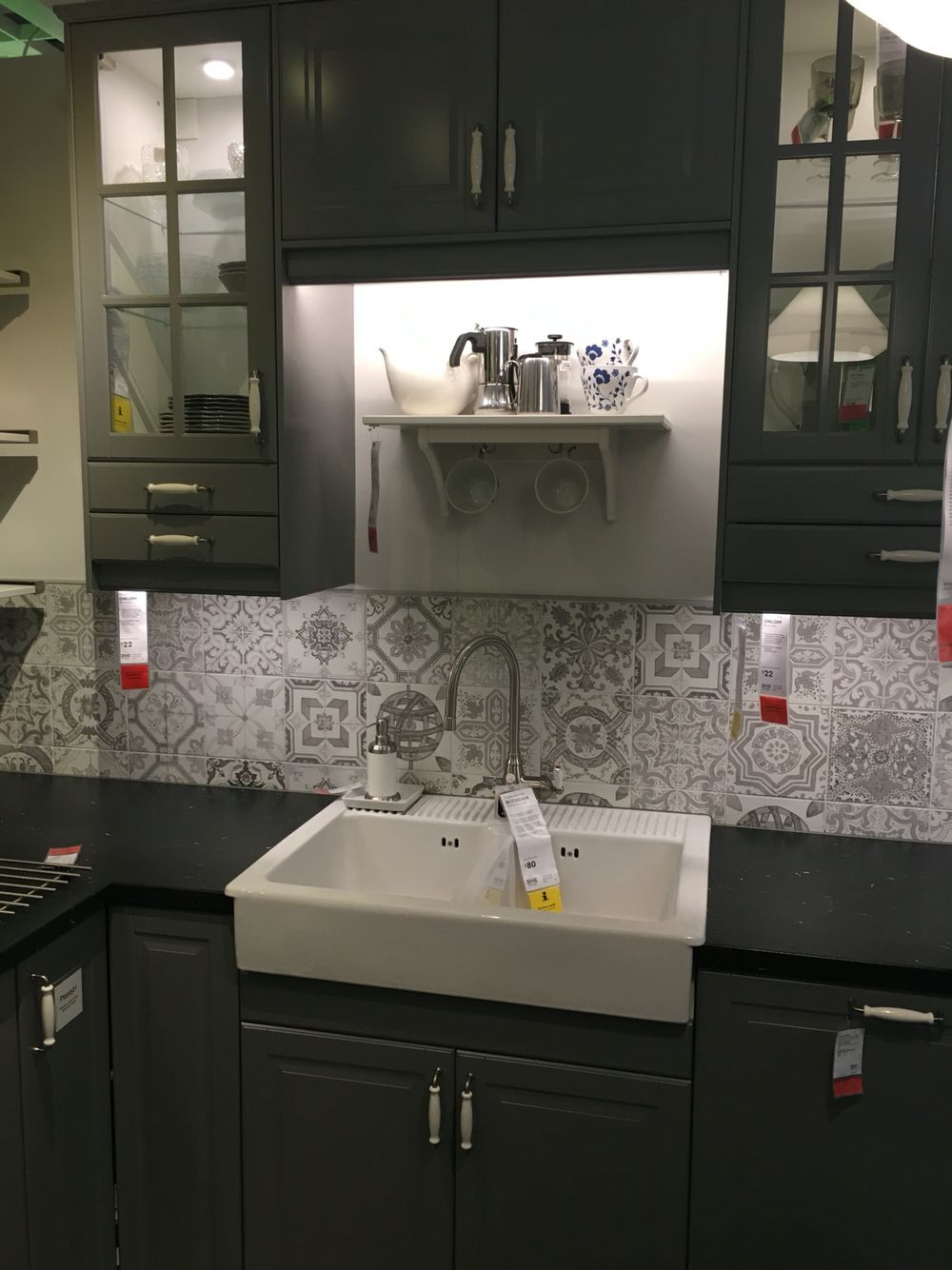 Ikea Kitchen Tiles
 IKEA bodbyn kitchen with nikea style tiles