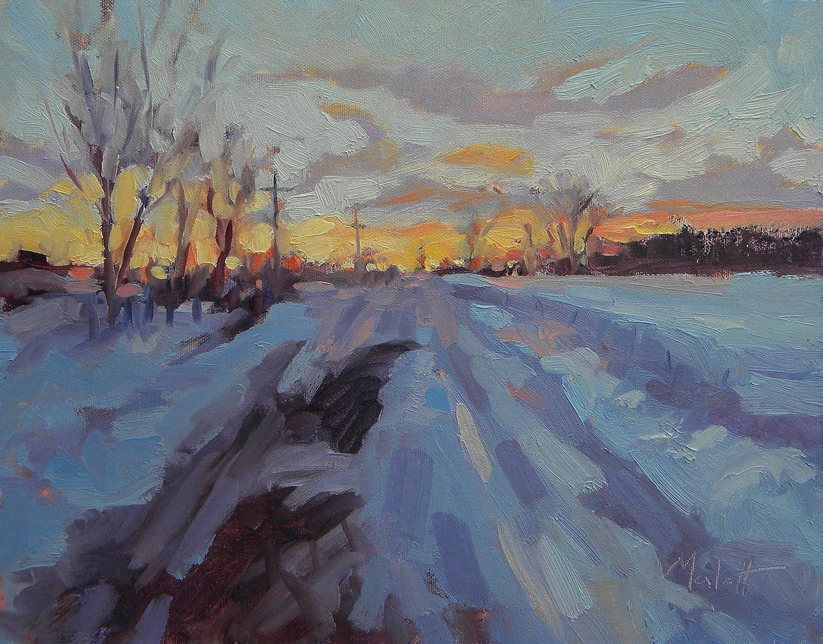 Impressionist Landscape Painting
 Painting Daily Heidi Malott Original Art Sunset Winter