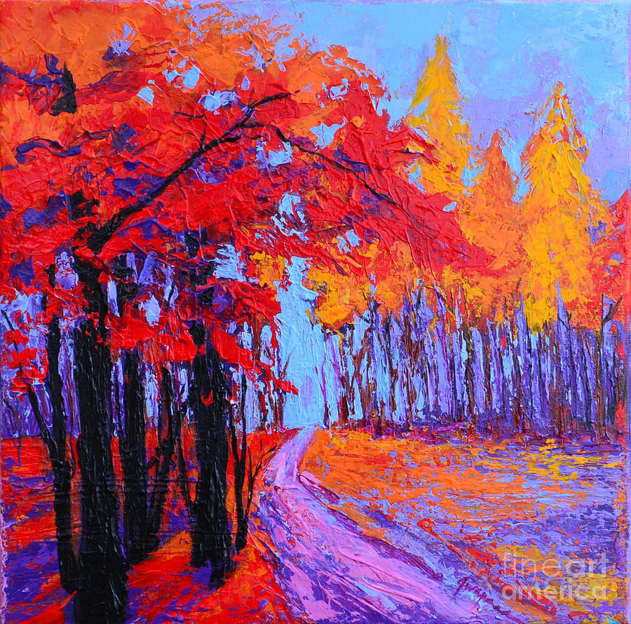 Impressionist Landscape Painting
 Road Within Enchanted Forest Series Modern