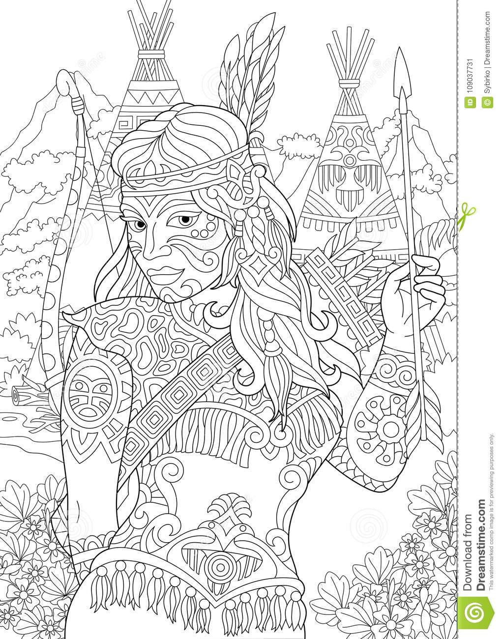 Indian Coloring Pages For Adults
 Cherokee Woman Stock Illustrations – 188 Cherokee Woman