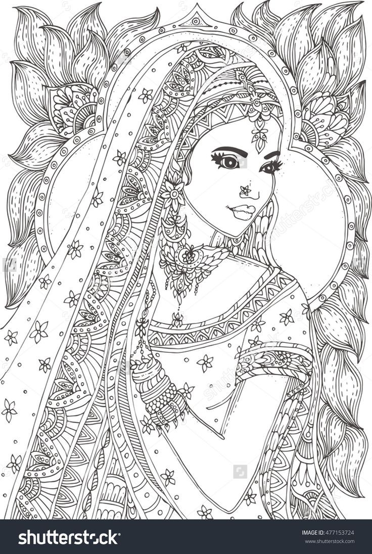 Indian Coloring Pages For Adults
 624 best images about Coloring pages portraits for grown