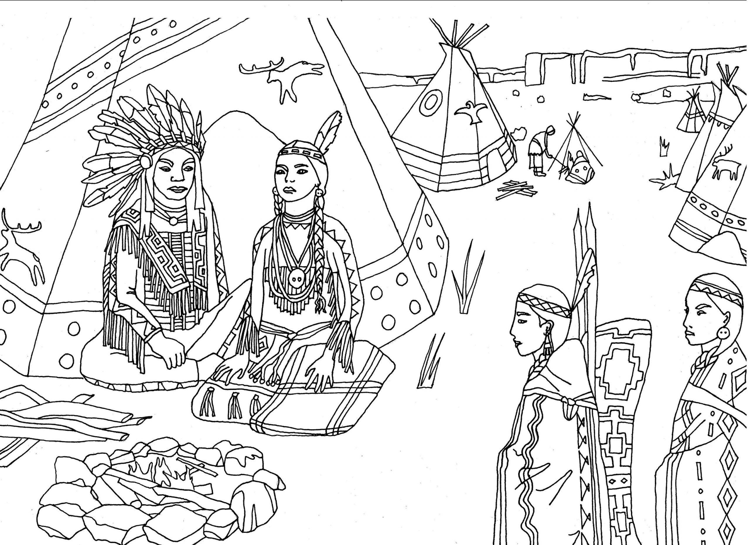 Indian Coloring Pages For Adults
 Cherokee Indian Coloring Pages Coloring Home