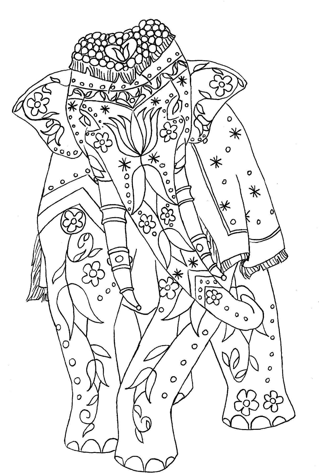 Indian Coloring Pages For Adults
 Painted Elephant