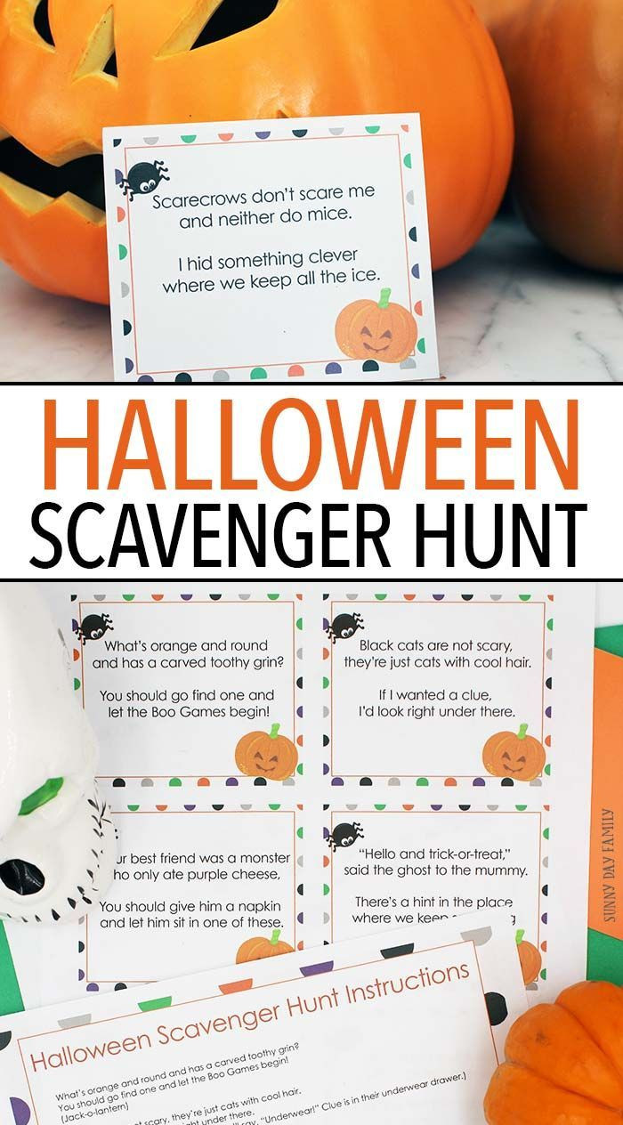 Indoor Halloween Scavenger Hunt Clues
 Fun Halloween Scavenger Hunt with Printable Clues