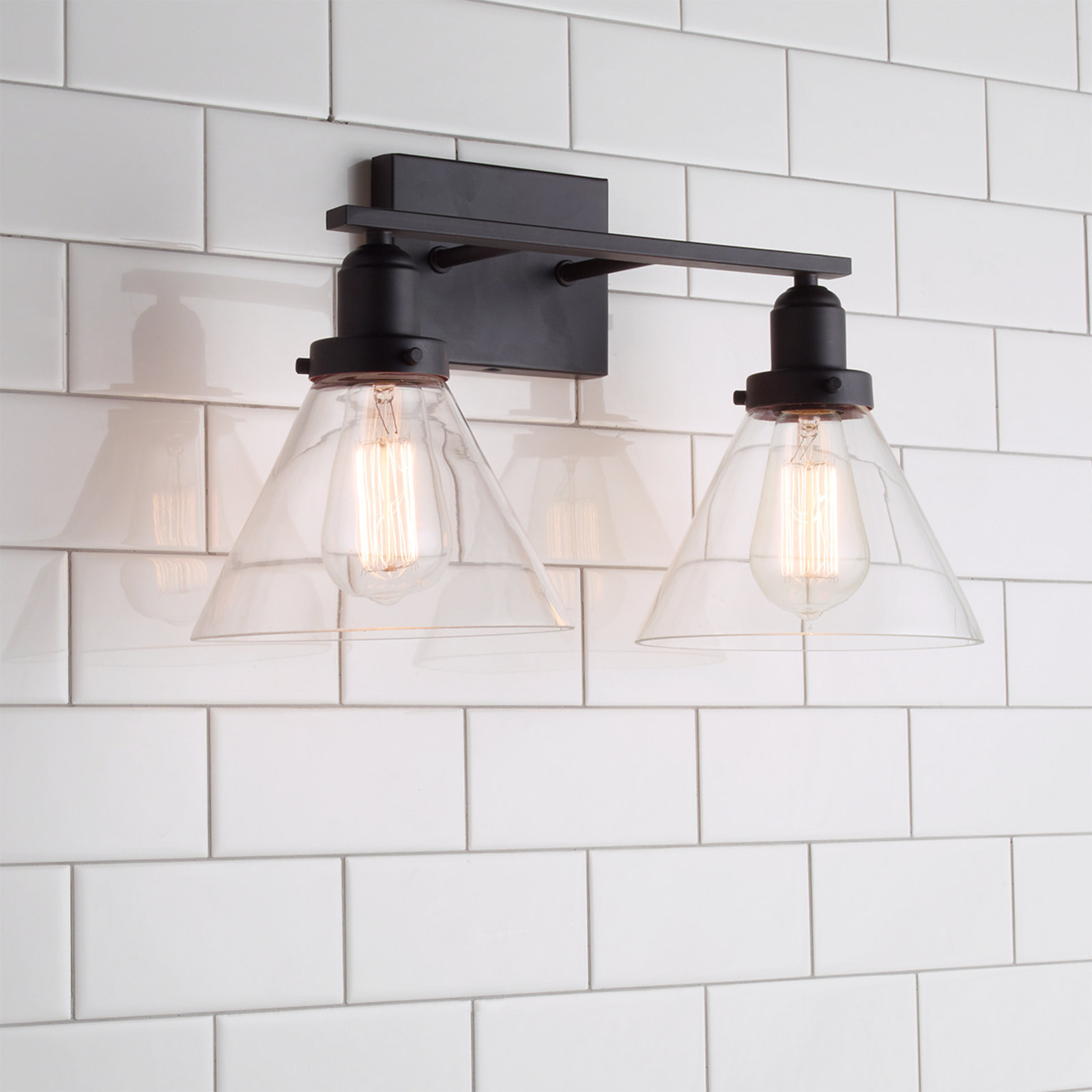 Industrial Bathroom Lighting
 Industrial Triangle Shade Bath Light 2 Light Shades of