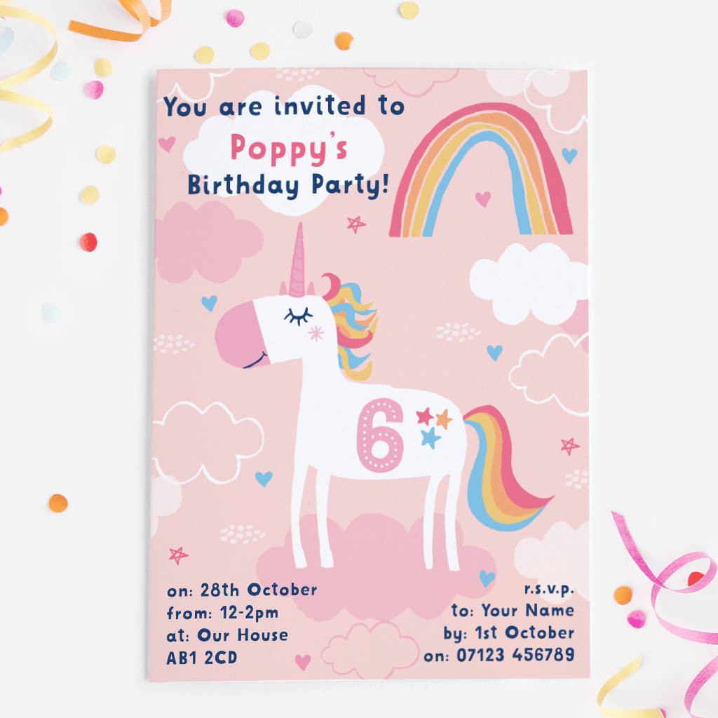Invitation Birthday Party
 unicorn birthday party invitations by mondaland