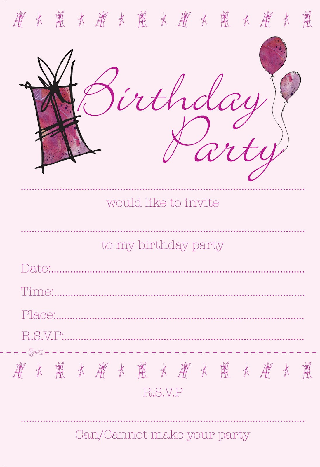 Invitation Birthday Party
 Printable Birthday Invitations for Girls — FREE Invitation