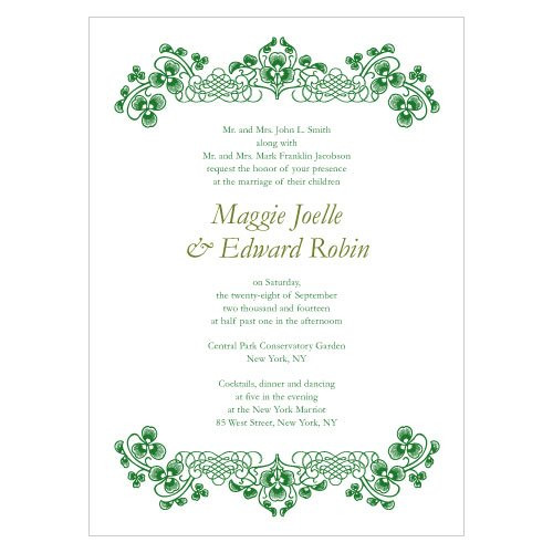 Irish Wedding Invitations
 Luck of the Irish Wedding Invitations Set of 4
