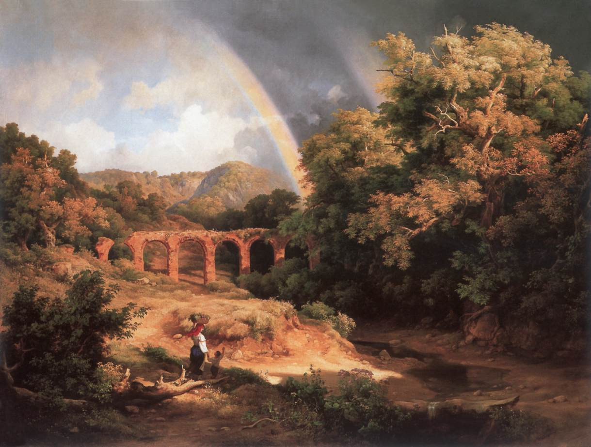 Italian Landscape Painting
 Italian Landscape with Viaduct and Rainbow 1838 Painting