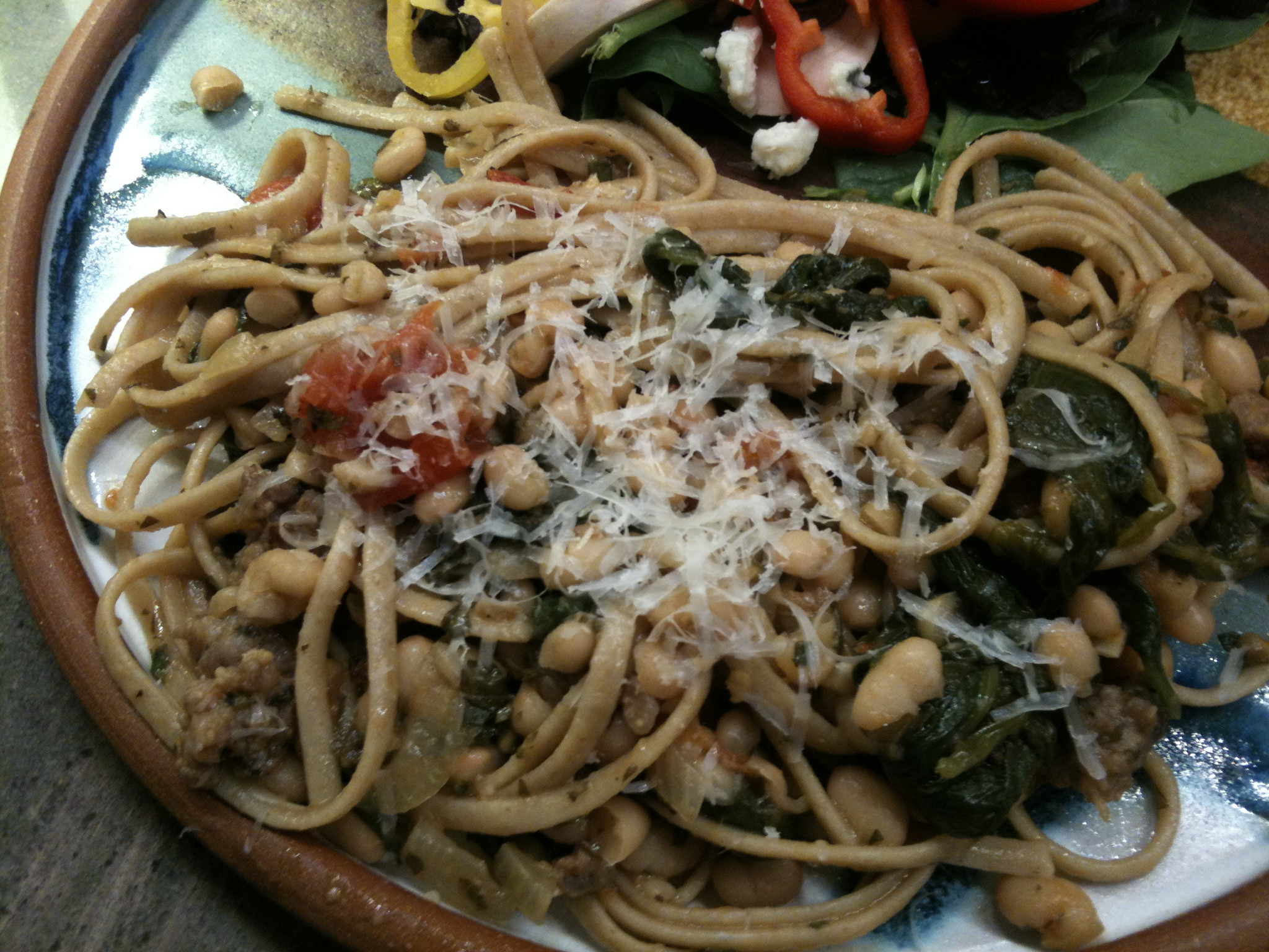 Italian Turkey Sausage
 Italian Turkey Sausage White Beans &Tomatoes Over Linguine