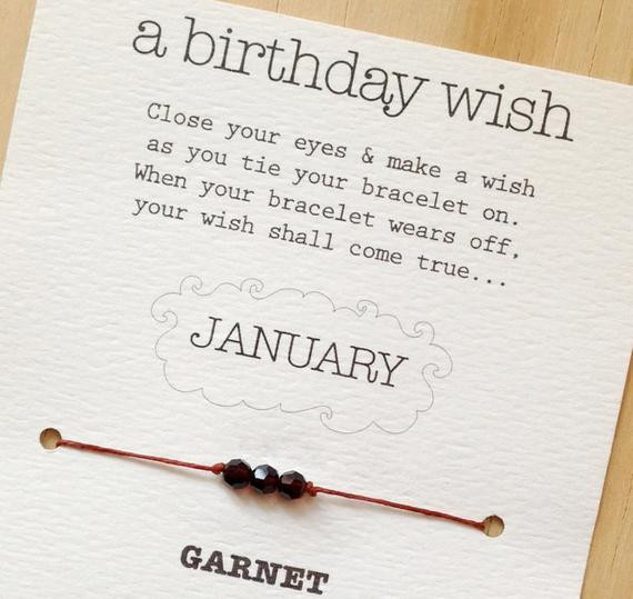 January Birthday Quotes
 JANUARY Birthday Wish Bracelet Garnet Waxed Irish Linen