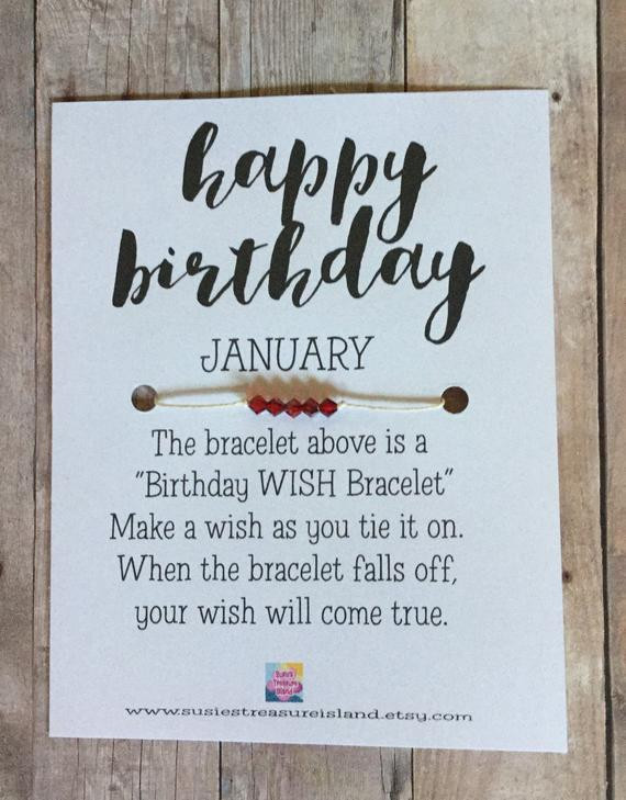 January Birthday Quotes
 January Birthday Wish Bracelet Card Make a wish Birthday