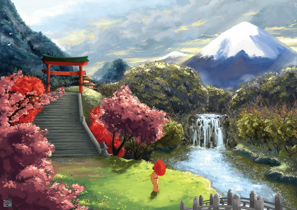 Japan Landscape Paintings
 Japanese landscape by VegeraVV on DeviantArt
