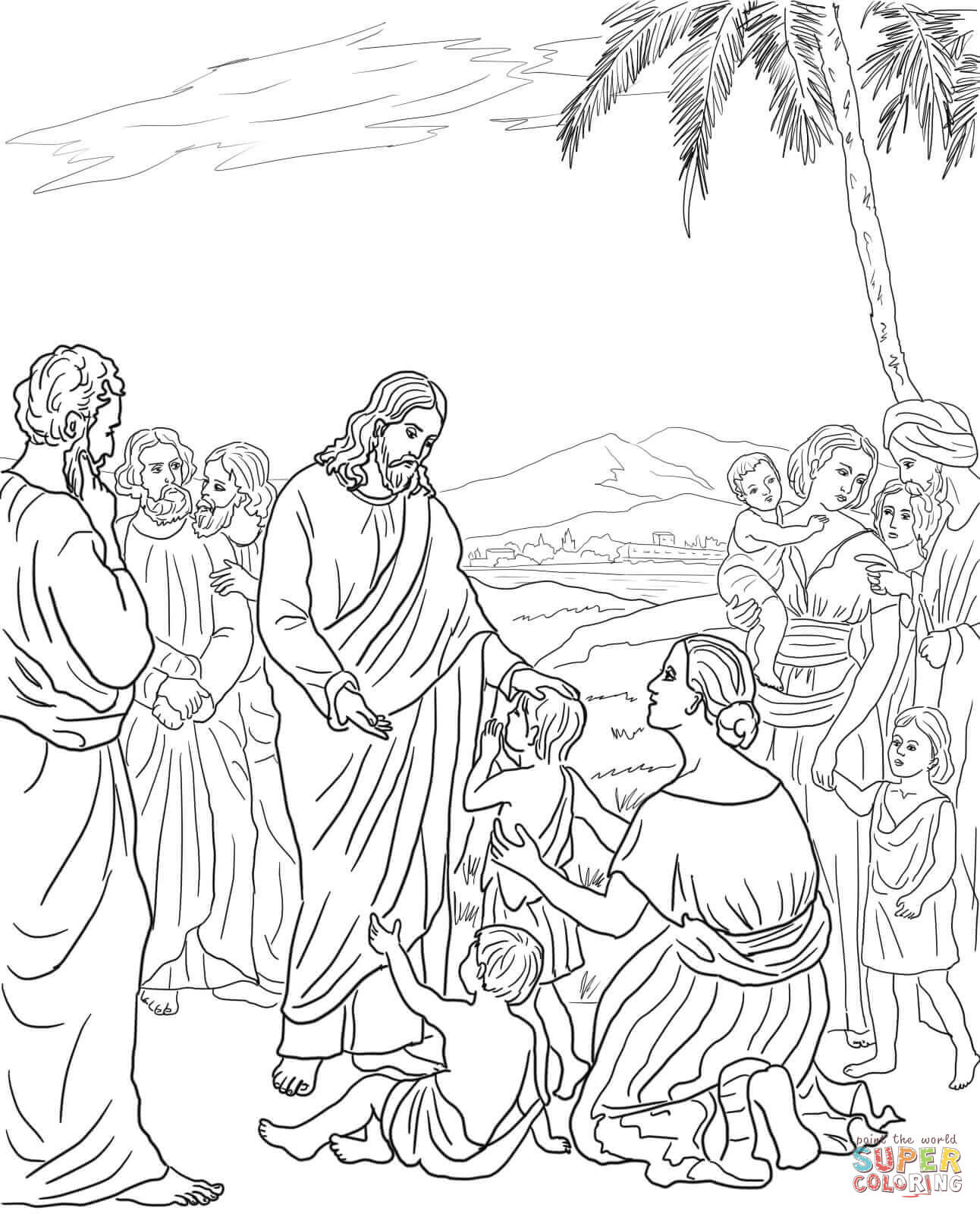 Jesus Children Coloring Page
 Jesus Blesses the Children coloring page