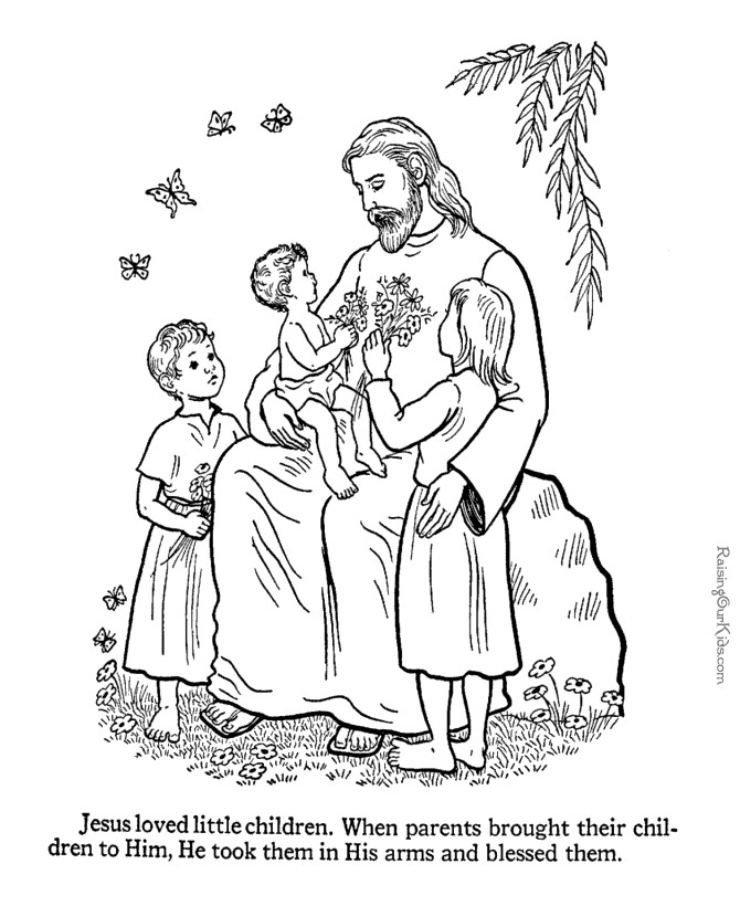 Jesus Children Coloring Page
 Jesus with children coloring pages to print 048