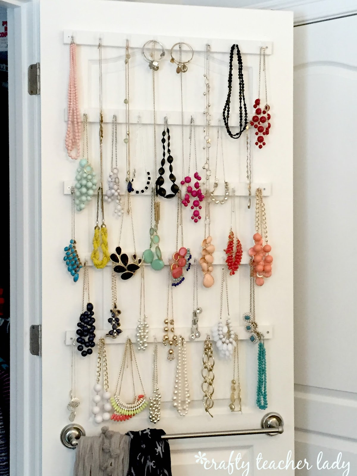 Jewelry Organization DIY
 Crafty Teacher Lady DIY Closet Jewelry Organizer