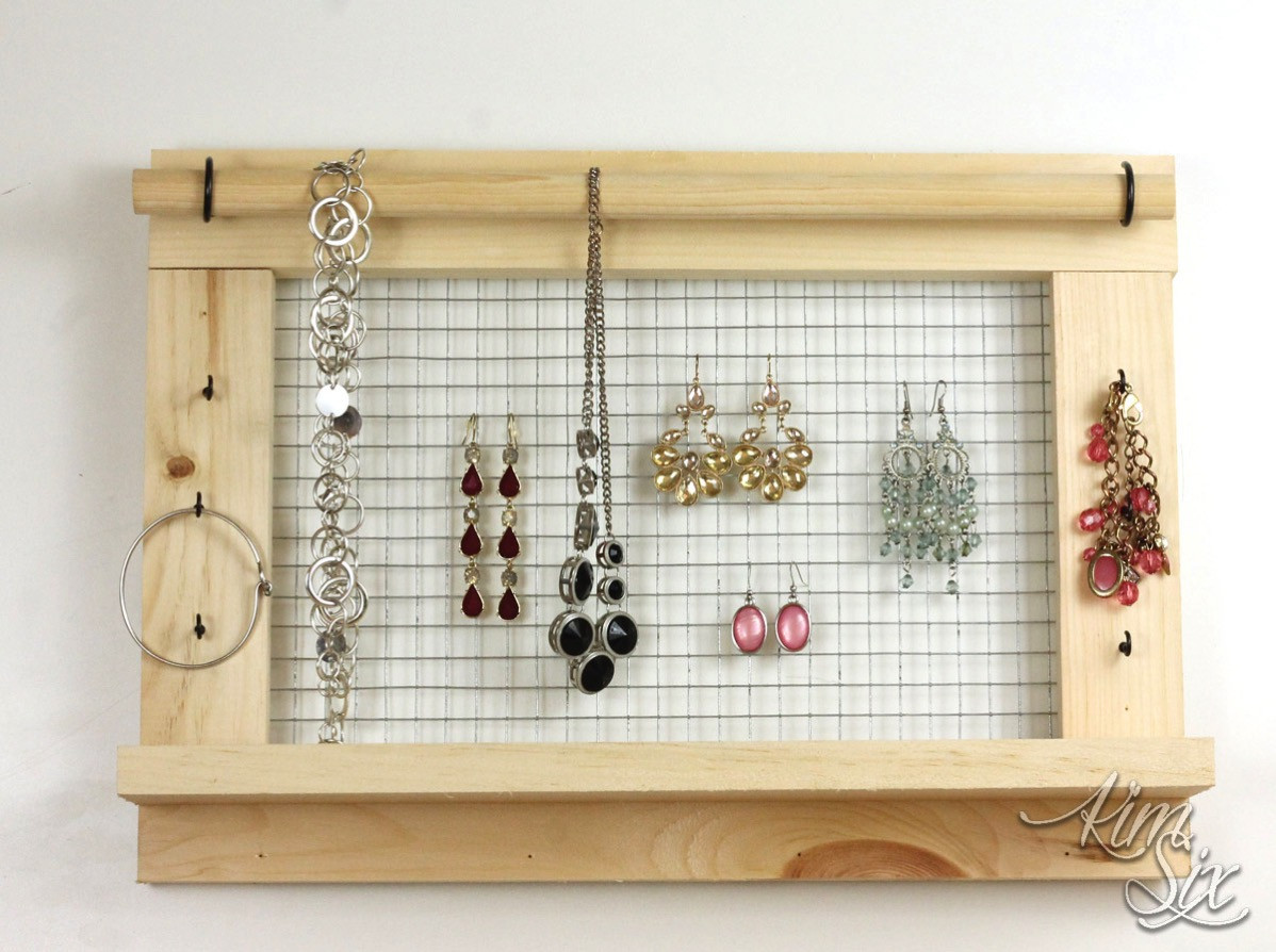 Jewelry Wall Organizer DIY
 Wall Mounted DIY Jewelry Organizer from scrap lumber and