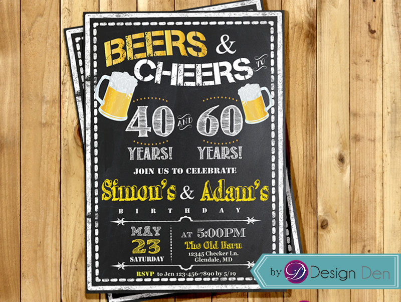 Joint Birthday Party Invitations
 Adult Birthday Joint Party Invitation for Men Beers & Cheer