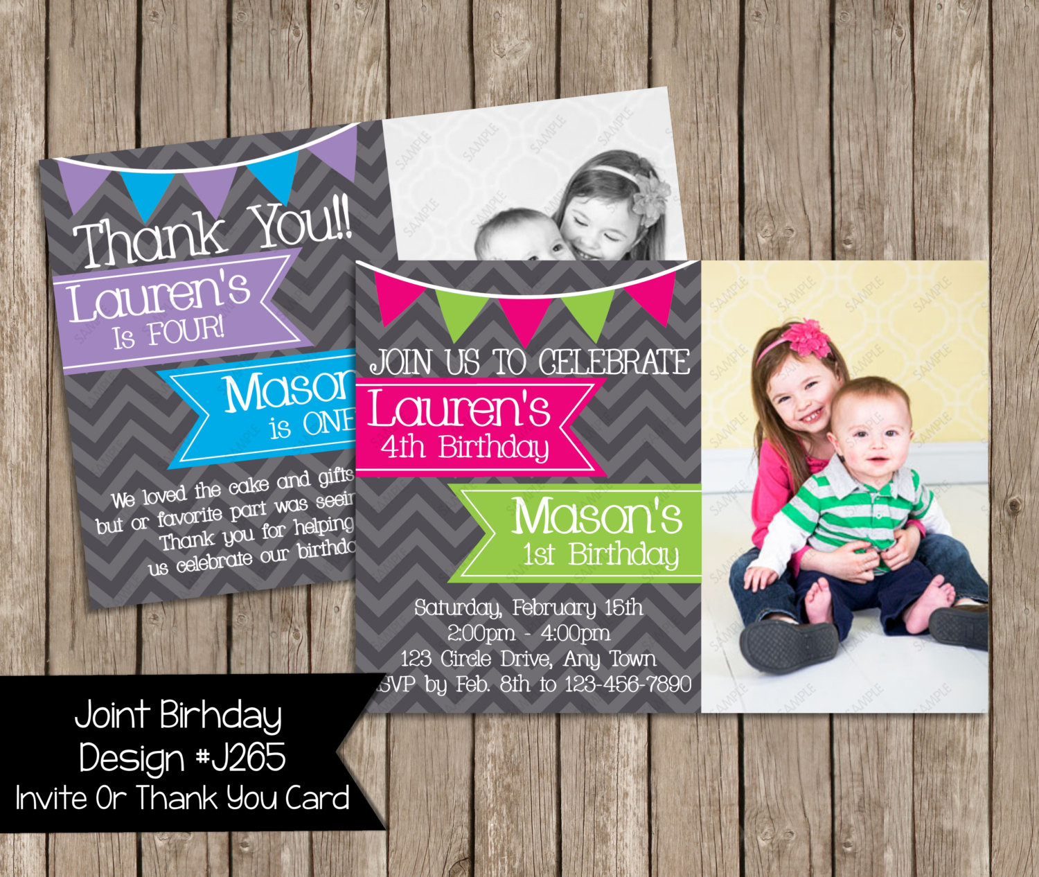Joint Birthday Party Invitations
 Joint Birthday Party Invitation Boy & Girl by PeriwinklePapery