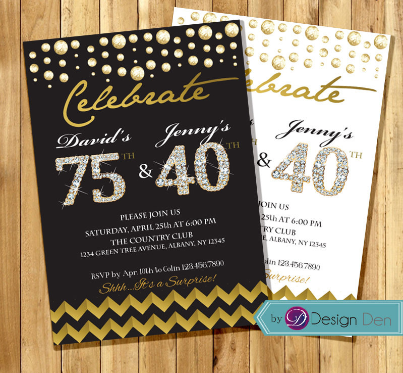 Joint Birthday Party Invitations
 Adult Joint Birthday Invitation bined Invitation Gold
