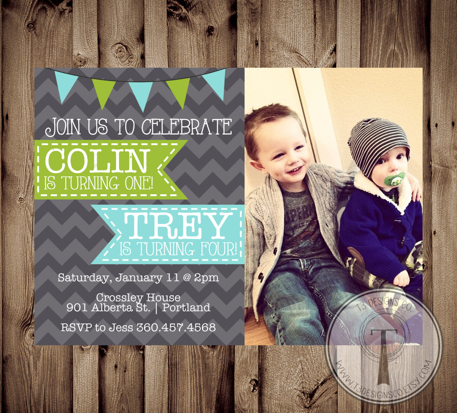 Joint Birthday Party Invitations
 Joint Birthday Party Invitation Twin Birthday Invitation
