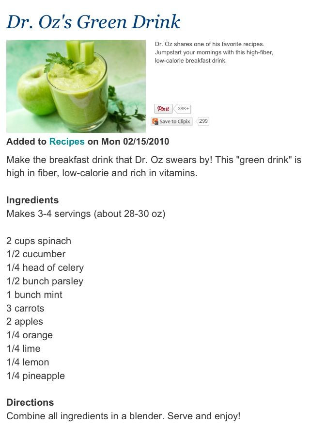 Juicing Recipes For Weight Loss Dr Oz
 Dr Oz Green Juice revised from original to include