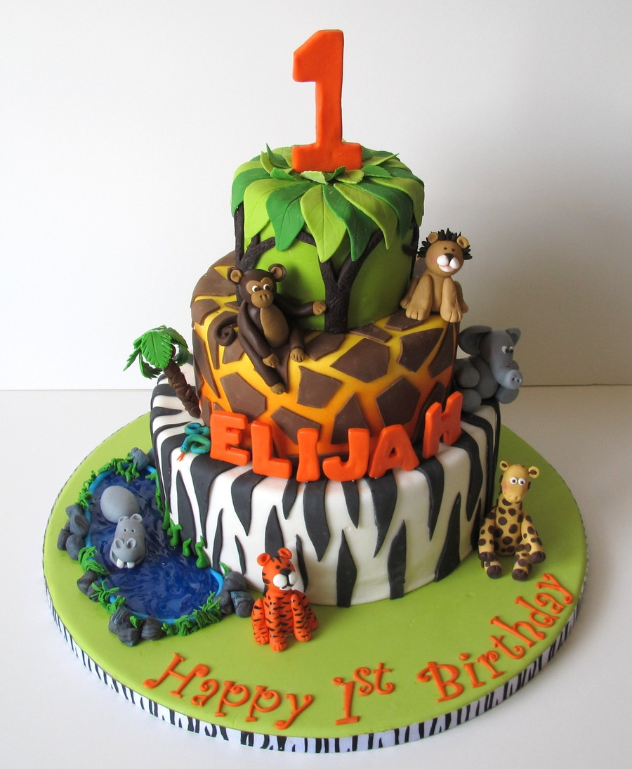 Jungle Birthday Cake
 Jungle 1St Birthday Cake CakeCentral