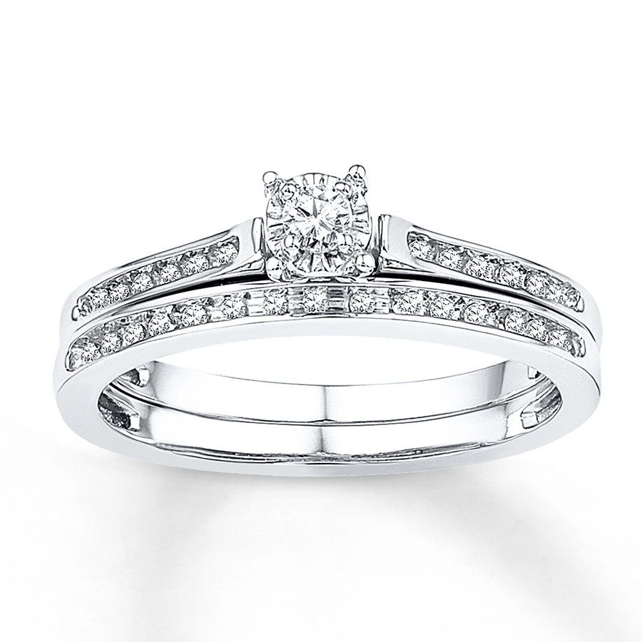 Kay Wedding Rings Sets
 Diamond Bridal Set 1 8 ct tw Round cut 10K White Gold