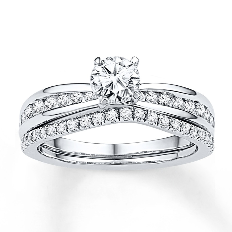 Kay Wedding Rings Sets
 Diamond Bridal Set 7 8 ct tw Round cut 14K White Gold