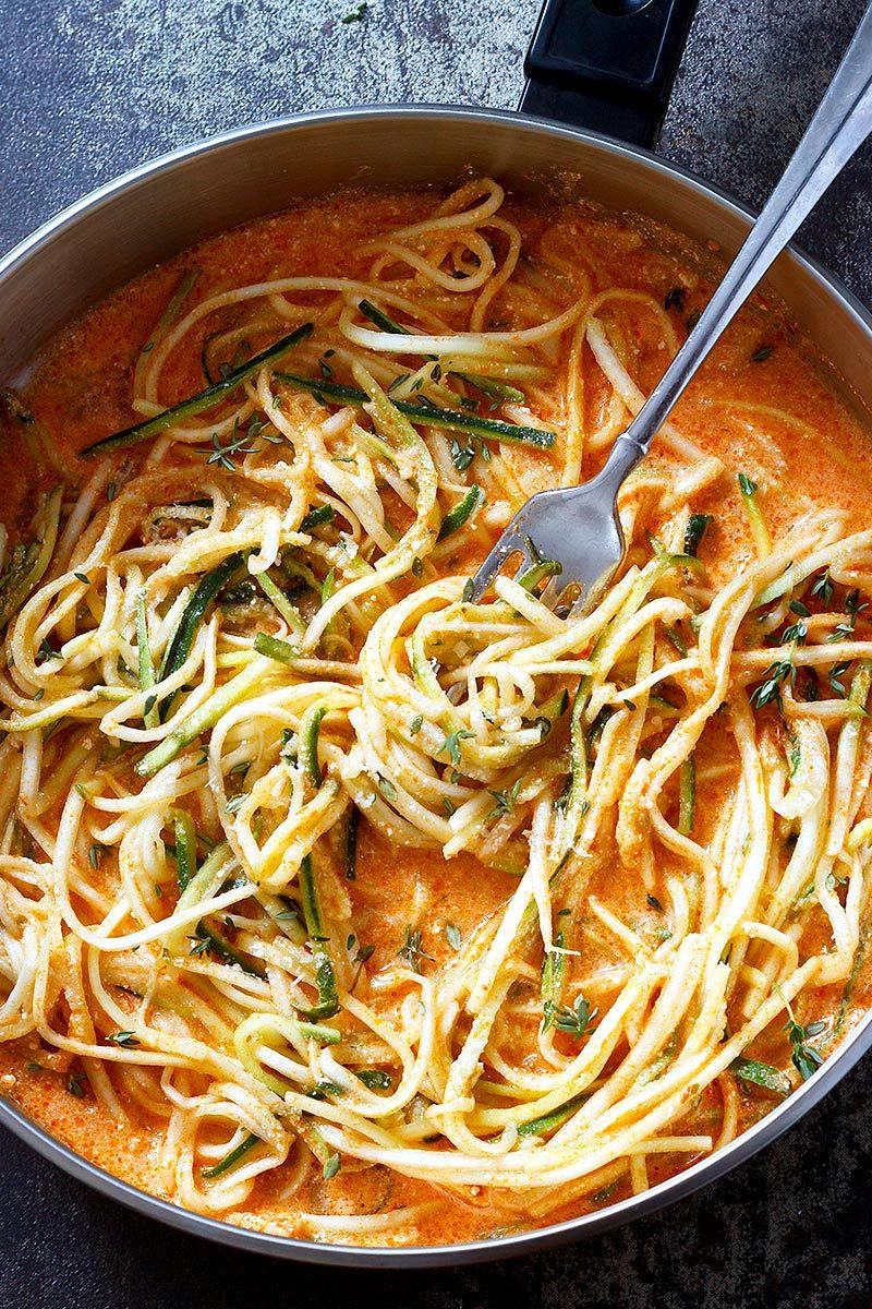 Keto Zucchini Noodles
 Zucchini Noodles in Creamy Tomato Sauce Recipe — Eatwell101