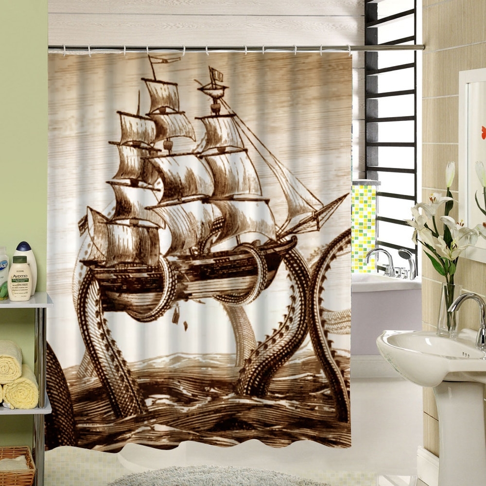 Kids Bathroom Curtains
 Sea Animal Shower Curtain Octupus Design 3d Print Fabric